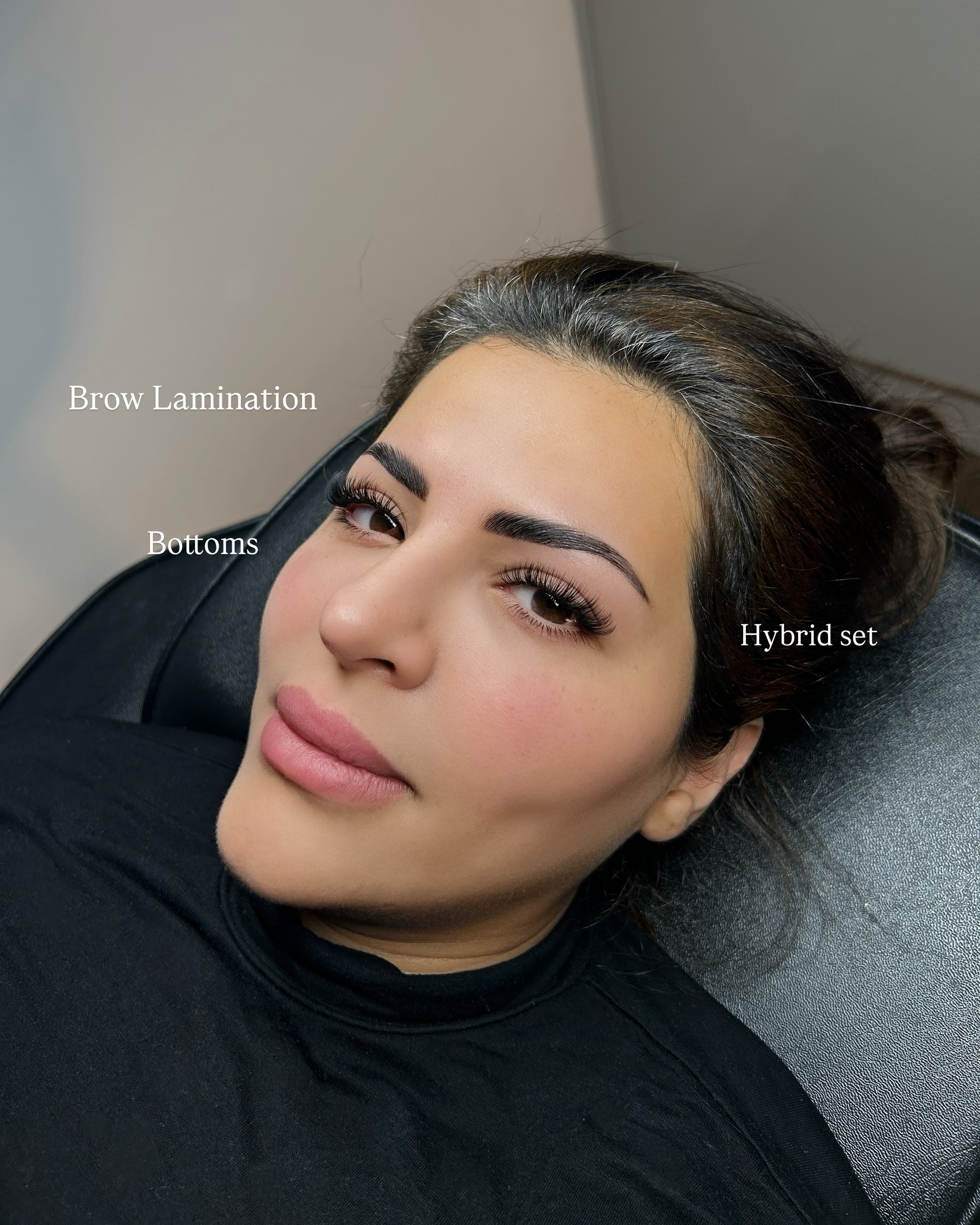 Brow lamination and hybrid lashes result